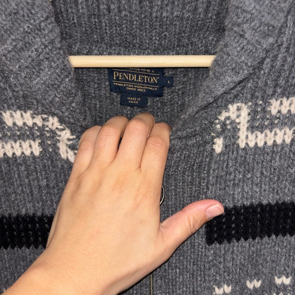 Pendleton Westerly Lambs Wool Shawl Cardigan Jack… - image 3